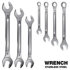 Wrench set isolated on white background. Construction Tool.