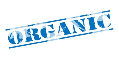 organic blue stamp on white background