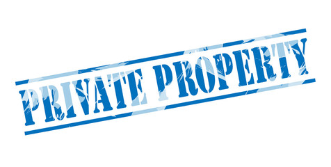 private property blue stamp on white background