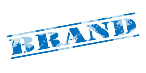 brand blue stamp on white background
