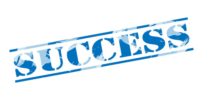 success blue stamp on white background