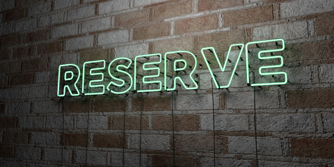 RESERVE - Glowing Neon Sign on stonework wall - 3D rendered royalty free stock illustration.  Can be used for online banner ads and direct mailers..