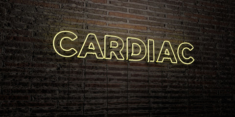 CARDIAC -Realistic Neon Sign on Brick Wall background - 3D rendered royalty free stock image. Can be used for online banner ads and direct mailers..