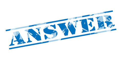 answer blue stamp on white background