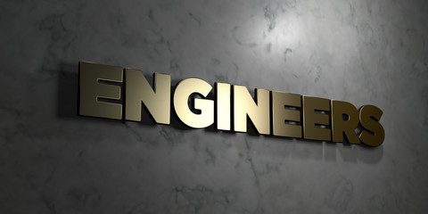 Engineers - Gold sign mounted on glossy marble wall  - 3D rendered royalty free stock illustration. This image can be used for an online website banner ad or a print postcard.