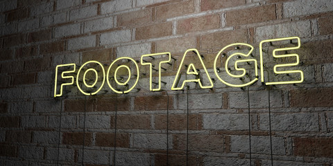 Fototapeta na wymiar FOOTAGE - Glowing Neon Sign on stonework wall - 3D rendered royalty free stock illustration. Can be used for online banner ads and direct mailers..