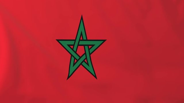 Flag of Morocco. Rendered using official design and colors. Seamless loop.