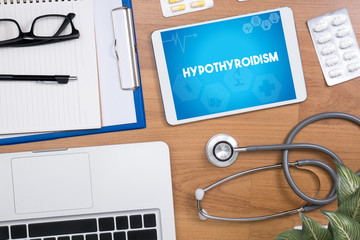 Diagnosis - Hypothyroidism. Medical Concept
