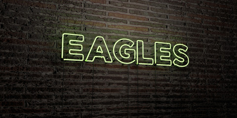 EAGLES -Realistic Neon Sign on Brick Wall background - 3D rendered royalty free stock image. Can be used for online banner ads and direct mailers..