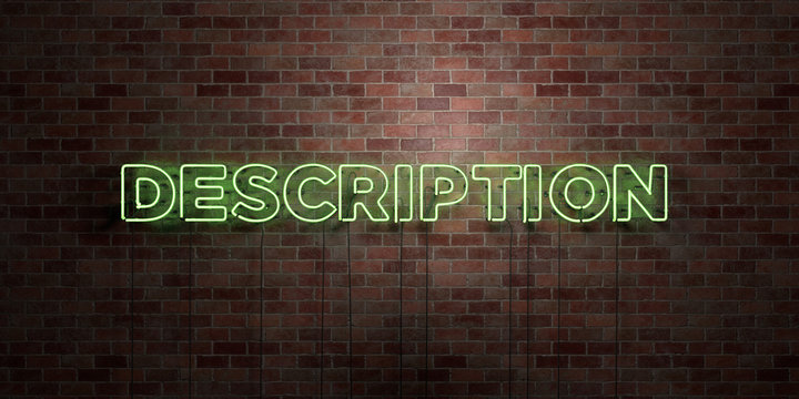 DESCRIPTION - fluorescent Neon tube Sign on brickwork - Front view - 3D rendered royalty free stock picture. Can be used for online banner ads and direct mailers..