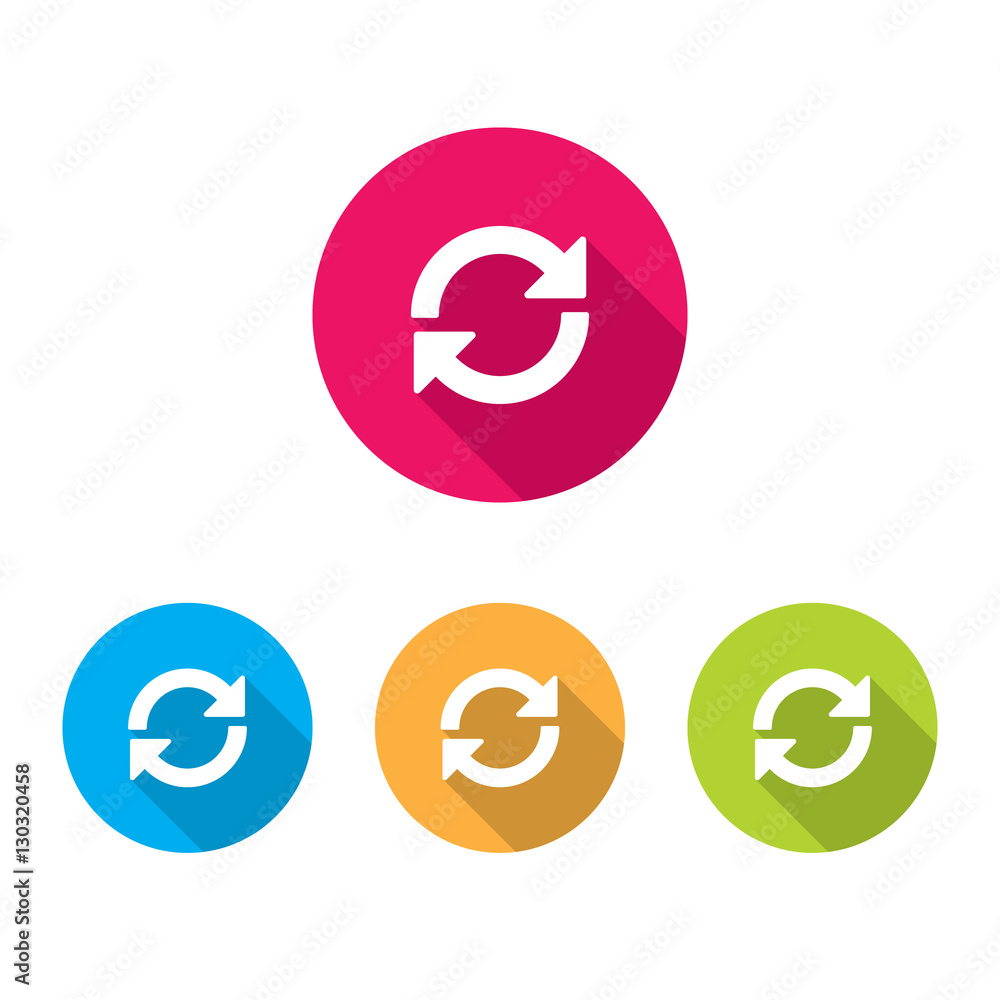 Poster modern reload or refresh or rotation icons with long shadow