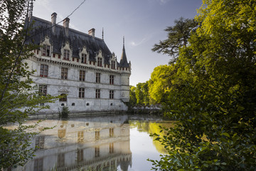 One of the earliest Renaissance chateaux standing today, the castle at Azay-le-Rideau, built during the 16th century, Indre et Loire, France