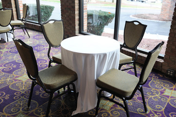 dinner table and chairs in restaurant