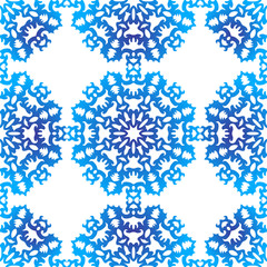Snowflake. Christmas seamless pattern. Circular ornament, decorative lace.