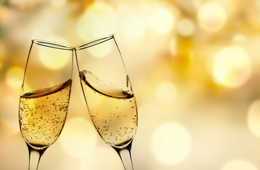 toasting with champagne glasses