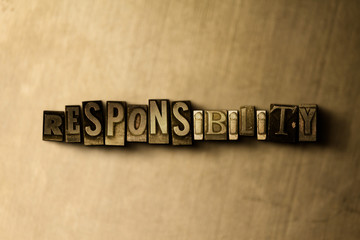 RESPONSIBILITY - close-up of grungy vintage typeset word on metal backdrop. Royalty free stock illustration.  Can be used for online banner ads and direct mail.