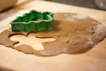 Making Christmas gingerbread cookies