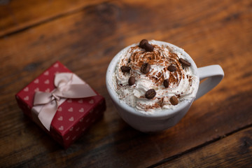 cup of coffee  on the old background,love and romance concept