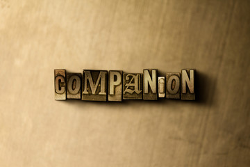 Naklejka premium COMPANION - close-up of grungy vintage typeset word on metal backdrop. Royalty free stock illustration. Can be used for online banner ads and direct mail.
