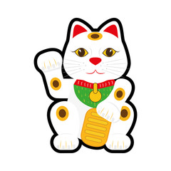 maneki neko lucky cat icon vector illustration graphic design