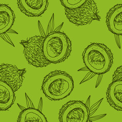 Seamless vector pattern of coconuts