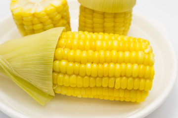 Boiled corn on a plate