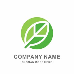 Circle Organic Green Leaf Nature Farm Vegetables Agriculture Business Company Stock Vector Logo Design Template