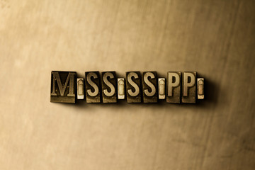 Fototapeta premium MISSISSIPPI - close-up of grungy vintage typeset word on metal backdrop. Royalty free stock illustration. Can be used for online banner ads and direct mail.