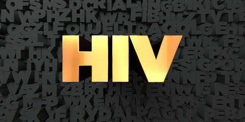 Hiv - Gold text on black background - 3D rendered royalty free stock picture. This image can be used for an online website banner ad or a print postcard.