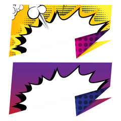 Vector banner with comic book effect on the front.