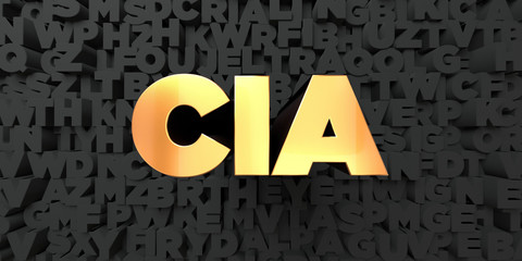 Fototapeta Cia - Gold text on black background - 3D rendered royalty free stock picture. This image can be used for an online website banner ad or a print postcard. obraz
