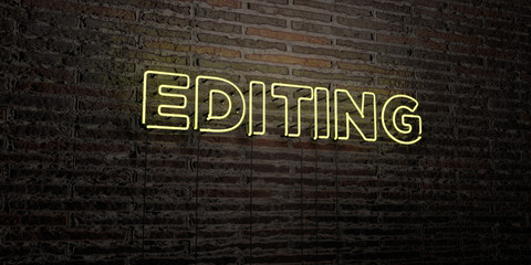 EDITING -Realistic Neon Sign on Brick Wall background - 3D rendered royalty free stock image. Can be used for online banner ads and direct mailers..