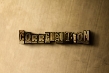 CORRELATION - close-up of grungy vintage typeset word on metal backdrop. Royalty free stock illustration.  Can be used for online banner ads and direct mail.