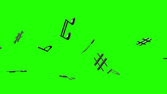 Black Musical Notes On Green Chroma Key.
Loop able 3DCG render Animation.