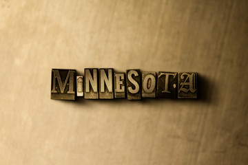 MINNESOTA - close-up of grungy vintage typeset word on metal backdrop. Royalty free stock illustration.  Can be used for online banner ads and direct mail.