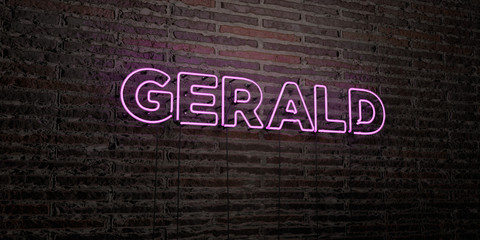 GERALD -Realistic Neon Sign on Brick Wall background - 3D rendered royalty free stock image. Can be used for online banner ads and direct mailers..