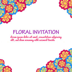 Invitation with floral background. Romantic vector illustration.