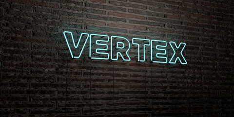 VERTEX -Realistic Neon Sign on Brick Wall background - 3D rendered royalty free stock image. Can be used for online banner ads and direct mailers..