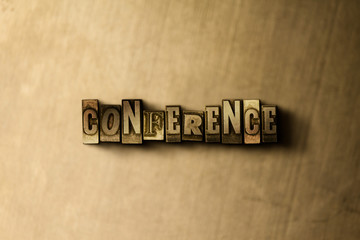 CONFERENCE - close-up of grungy vintage typeset word on metal backdrop. Royalty free stock illustration.  Can be used for online banner ads and direct mail.