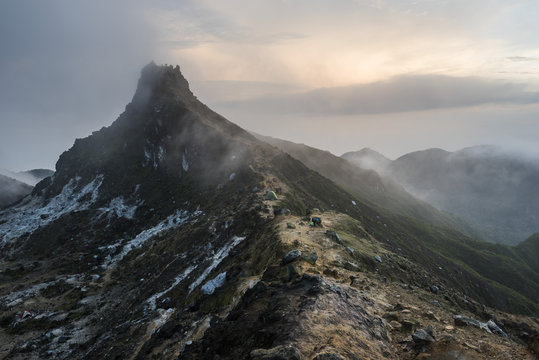Top of Sibayak Volcano at sunrise, Berastagi (Brastagi), North Sumatra, Indonesia
