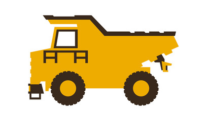 Icon dump truck. Construction machinery. Vector illustration. Sleek style.