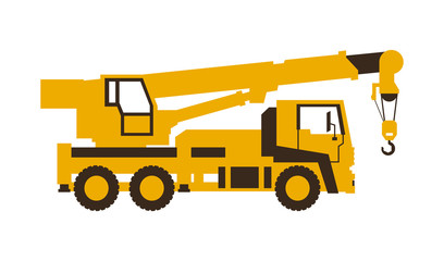 Icon truck crane. Construction machinery. Vector illustration. Sleek style.