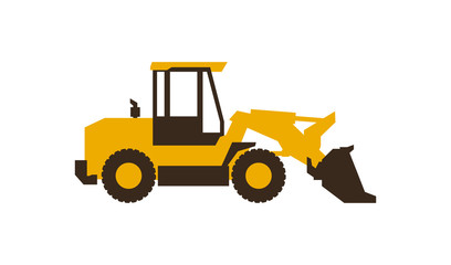 Icon front loader. Construction machinery. Vector illustration. Sleek style.