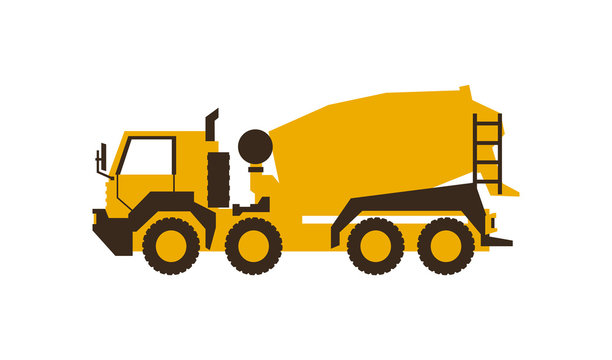 Icon Concrete Mixer. Construction machinery. Vector illustration. Sleek style.
