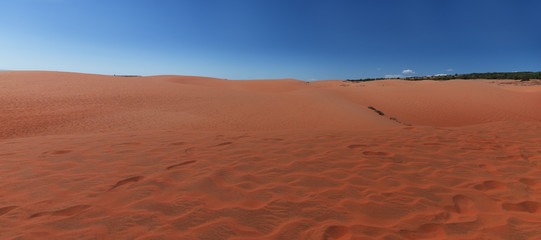 Naklejka premium Red sand dunes in Mui Ne villiage, Vietnam