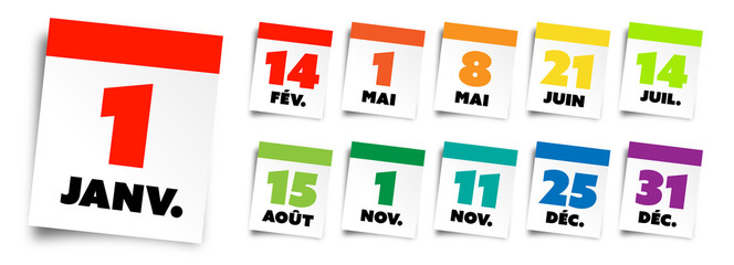 Calendrier / Jours de fête et jours fériés en France