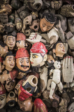 Puppet heads, part of making puppets, Mandalay, Mandalay Region