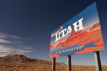 Welcome to Utah Sign Life Elevated USA - obrazy, fototapety, plakaty