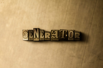 GENERATOR - close-up of grungy vintage typeset word on metal backdrop. Royalty free stock illustration.  Can be used for online banner ads and direct mail.