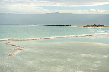 Dead Sea in cloudy weather